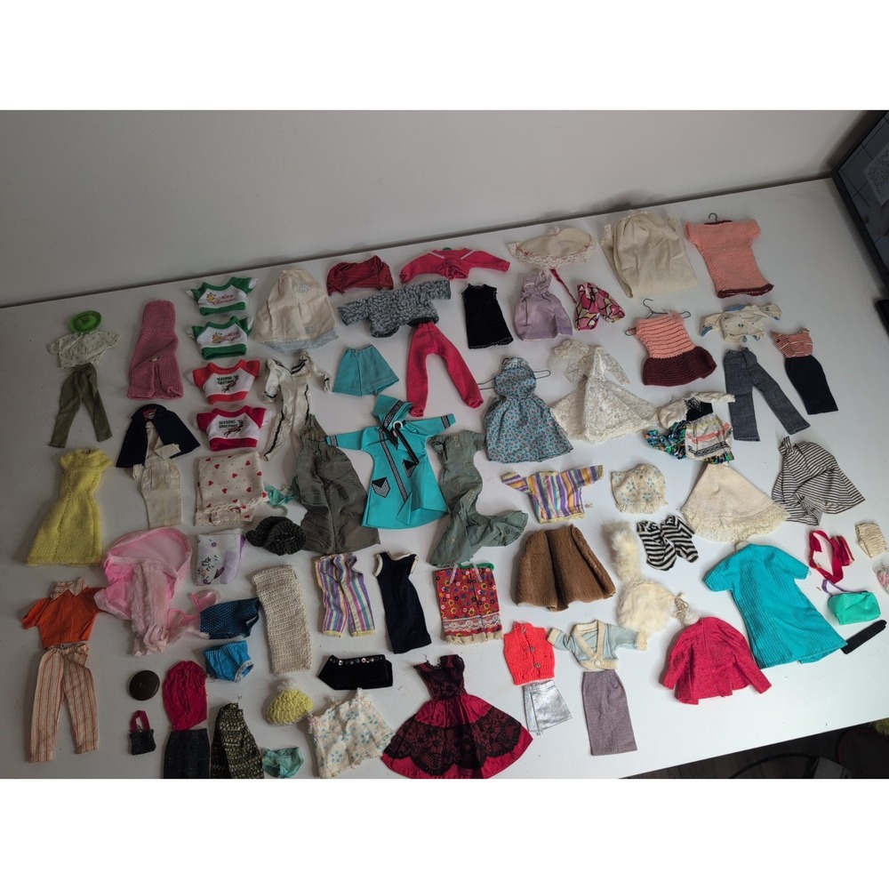 Huge Mixed Lot Of Vtg Barbie Clothes Accessories 1960s Dresses Hats Purses More!